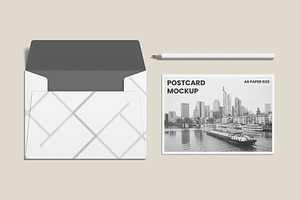 Postcard With Envelope Mockups