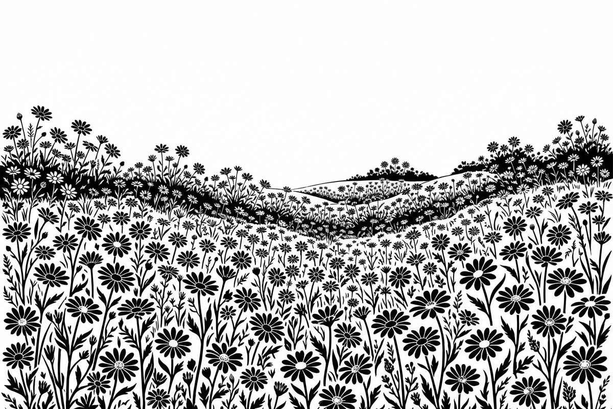 60 Daisy Flower Field Silhouette, a Seasonal Illustration by Amazin_art (Photo 13 of 22)
