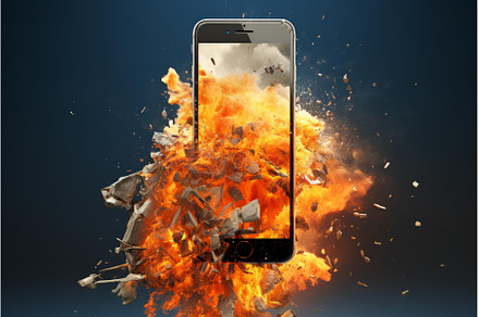 Alarming Smart phone exploded, a Technology Photo by Ylivdesign