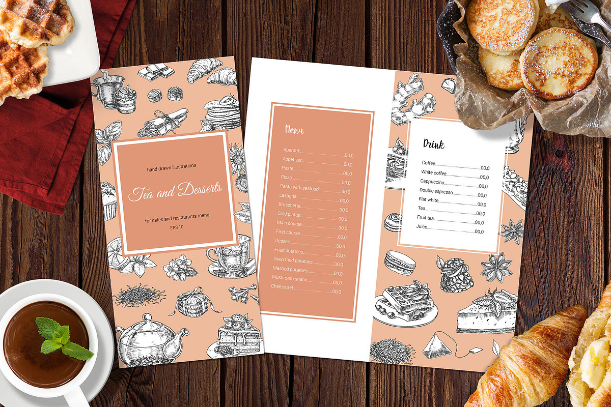Tea and desserts set, a Graphic by Evgeniia Lanskikh (Photo 4 of 10)