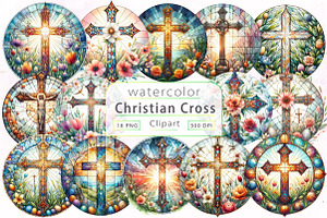 Stained Glass Christian Cross Bundle, a Work Illustration by Dream Creation