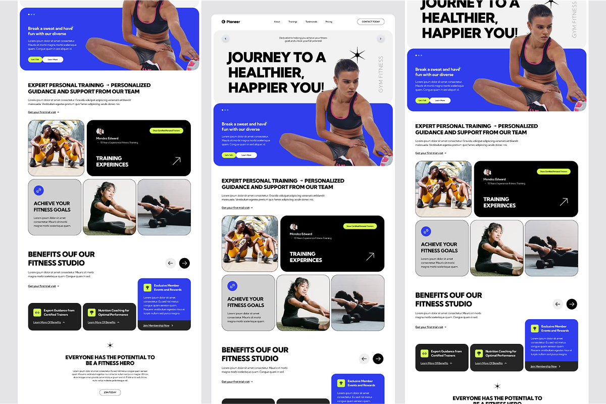Pioneer - Gym Fitness Landing Page, a Landing Page Template by SquidPixey (Photo 5 of 5)