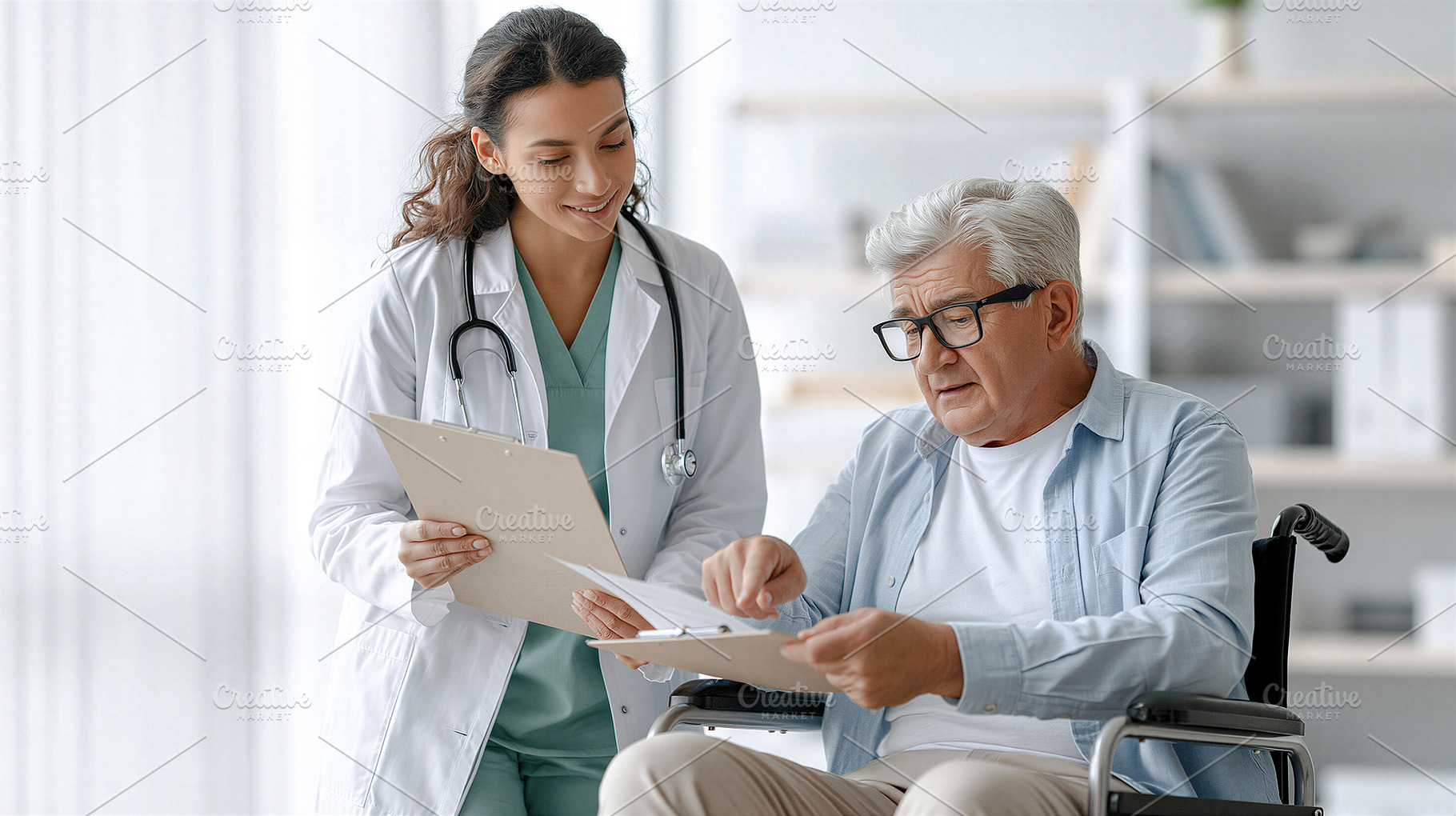 Doctor consulting an elderly patient, a Health & Medical Photo by 7DesignLab