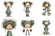 Quirky Holly Girl Clipart, an Illustration by DreamArtGraphic (Thumbnail 2 of 5)