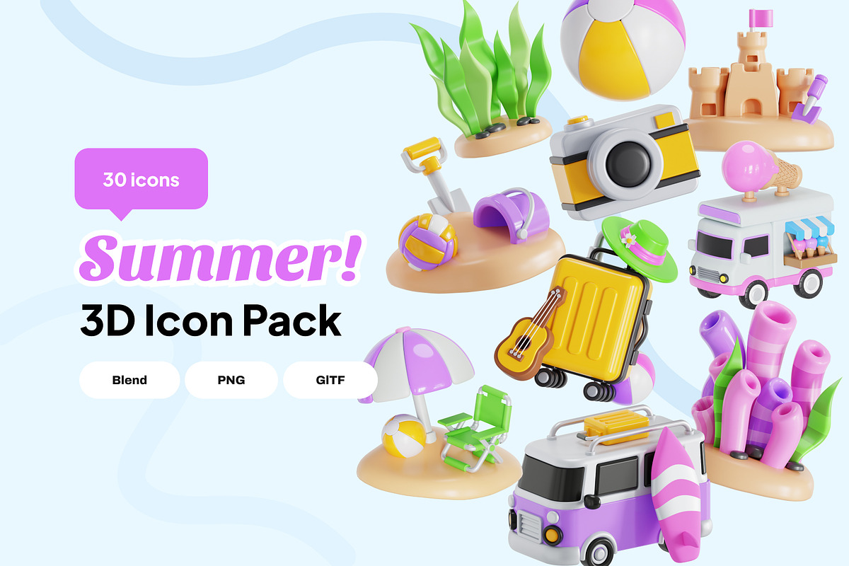 Summer 3D Icon Pack, an Object 3D Model by Nate Studios (Photo 1 of 6)