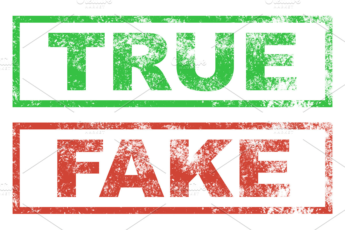 True green and fake red stamp sign set, an Object Graphic by Vapi