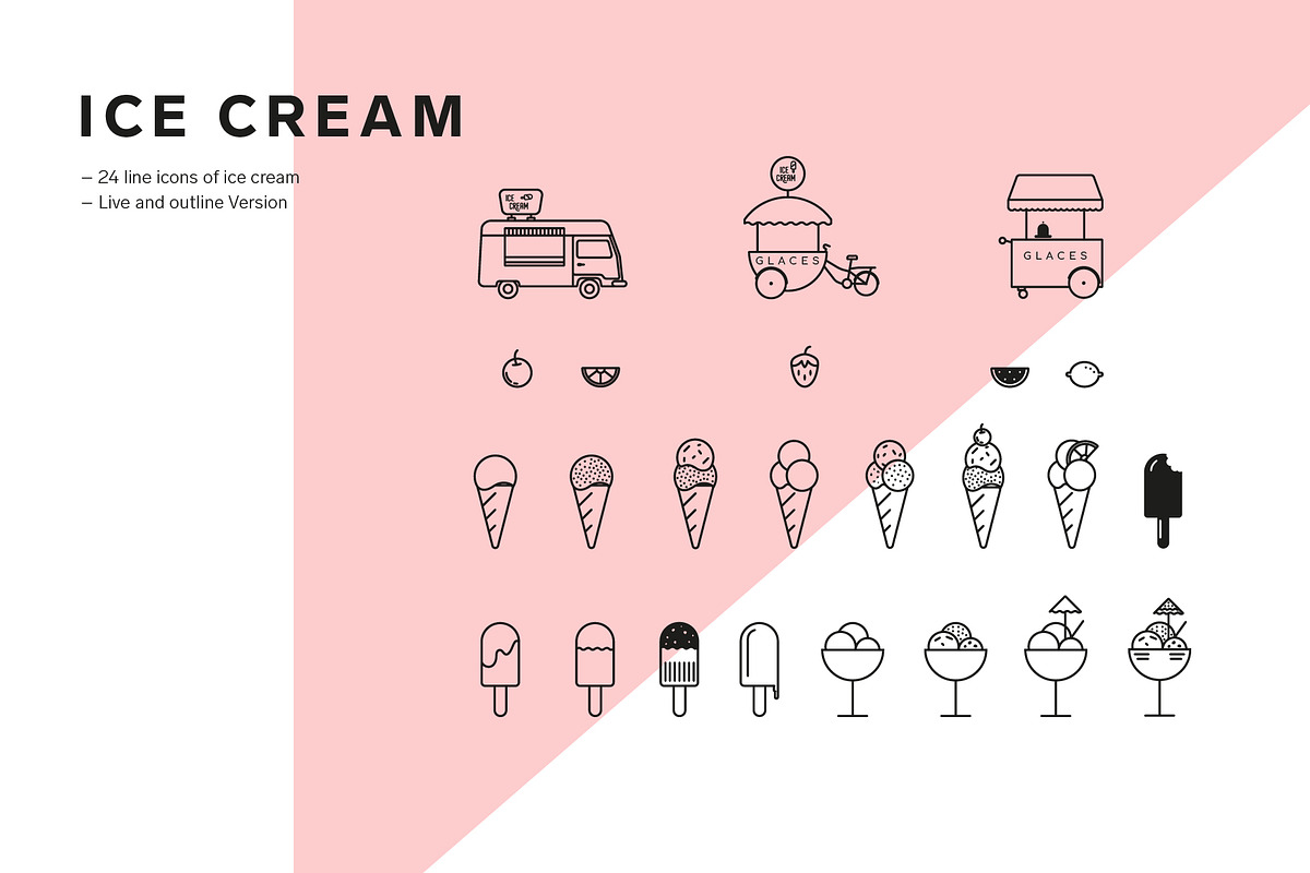 Cakes and Ice cream icon set, an Outline Icon by dicreate (Photo 2 of 10)