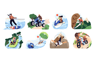 Extreme sport on summer vacation set, a Sport Illustration by PaperTrident