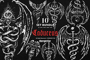 10 Bundle Dark Art Caduceus Snakes, an Illustration by Morspective (Thumbnail 1 of 7)