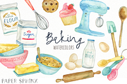 Watercolor Baking Clipart, a Food Illustration by PaperSphinx (Thumbnail 1 of 3)