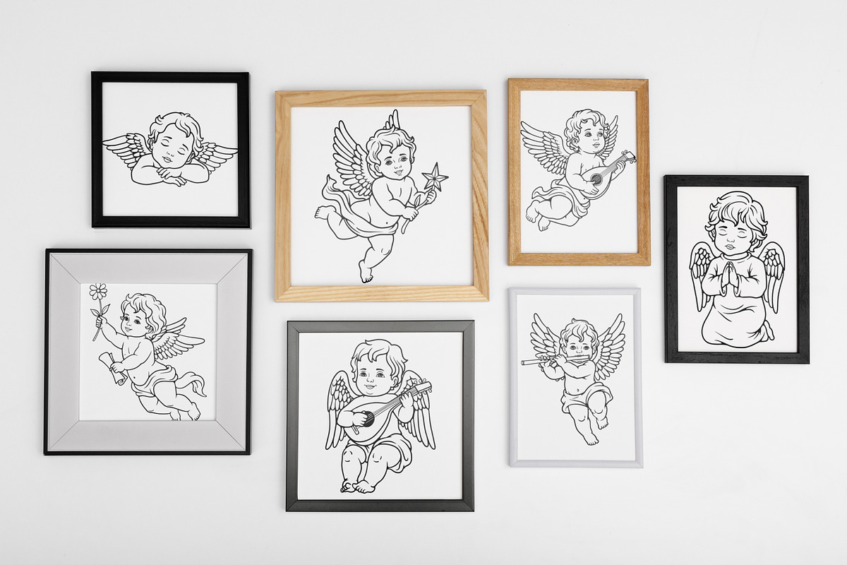 Baby Angel Line Art Bundle, an Illustration by Tekuni (Photo 2 of 11)