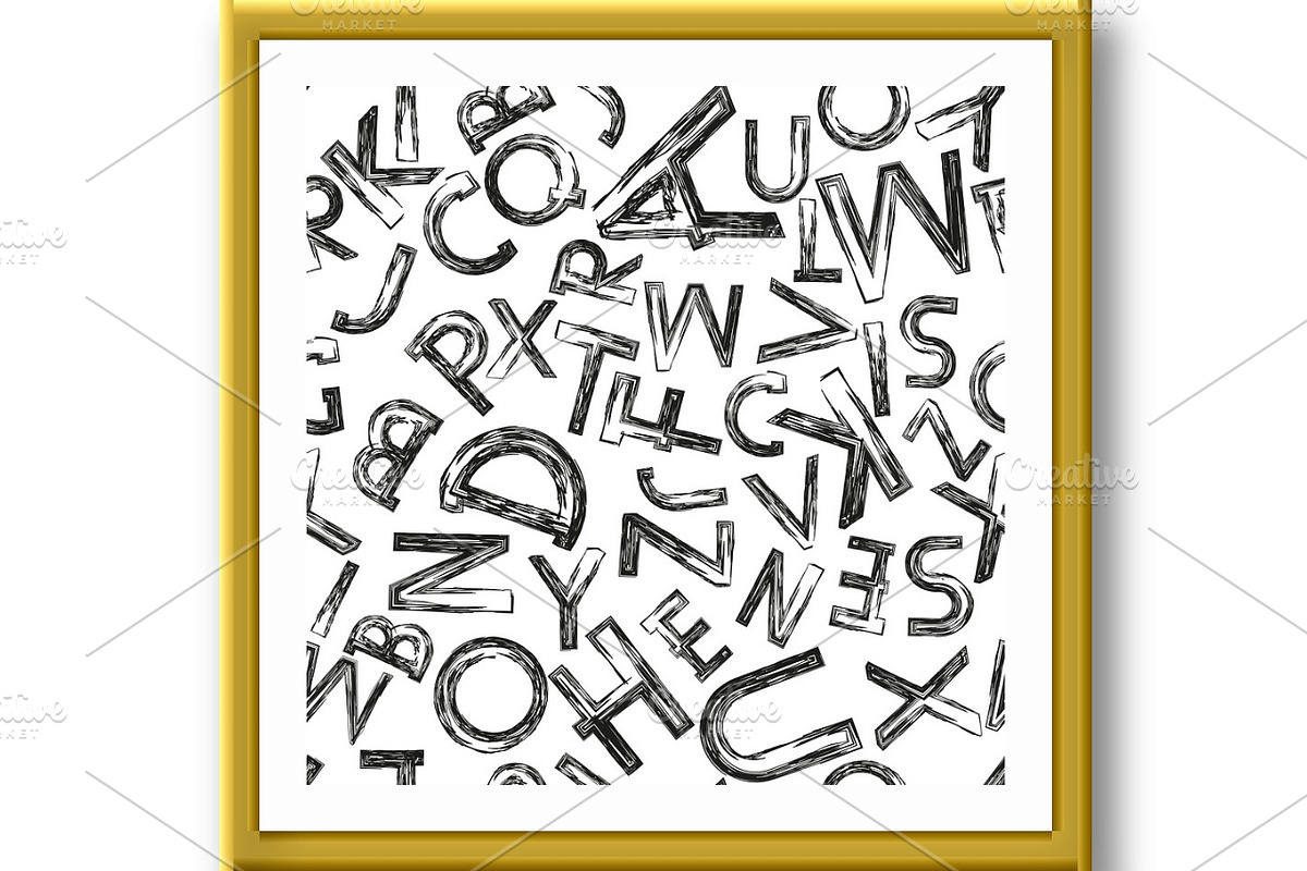 Graphic black pattern with letters, a Pattern Graphic by RODINA (Photo 2 of 3)