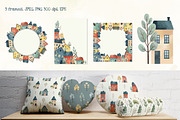 Scandi Houses Watercolor Clipart Set, an Illustration by Hanna's ArtLab (Thumbnail 4 of 8)