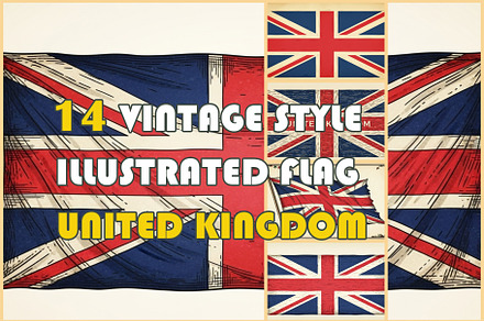 Vintage illustrated Flag Royaume-Uni, an Object Illustration by 3d_model_tifotizi