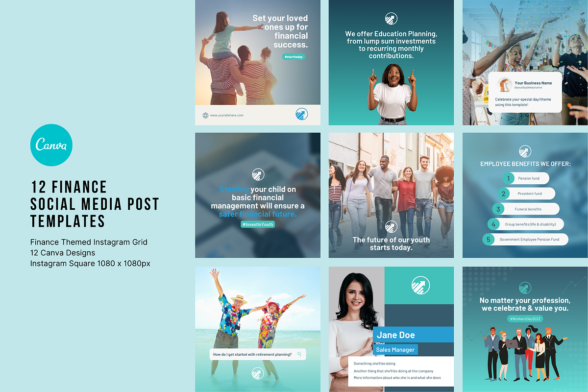 12 Finance Social Media Templates, a Social Media Template by Sincerely Media (Photo 1 of 9)
