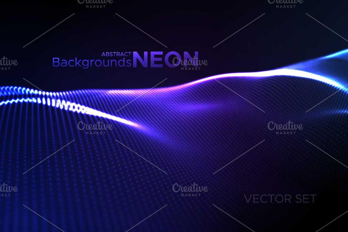 Abstract neon wave backgrounds set, a Technology Illustration by maximmmmum (Photo 1 of 5)