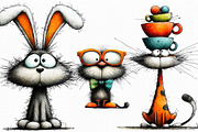 Whimsical Funny Cat Clipart, an Illustration by Libby Wishes (Thumbnail 7 of 7)