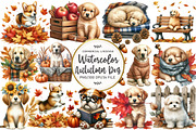 Watercolor Autumn Dog Clipart, an Illustration by OK Design (Thumbnail 1 of 5)