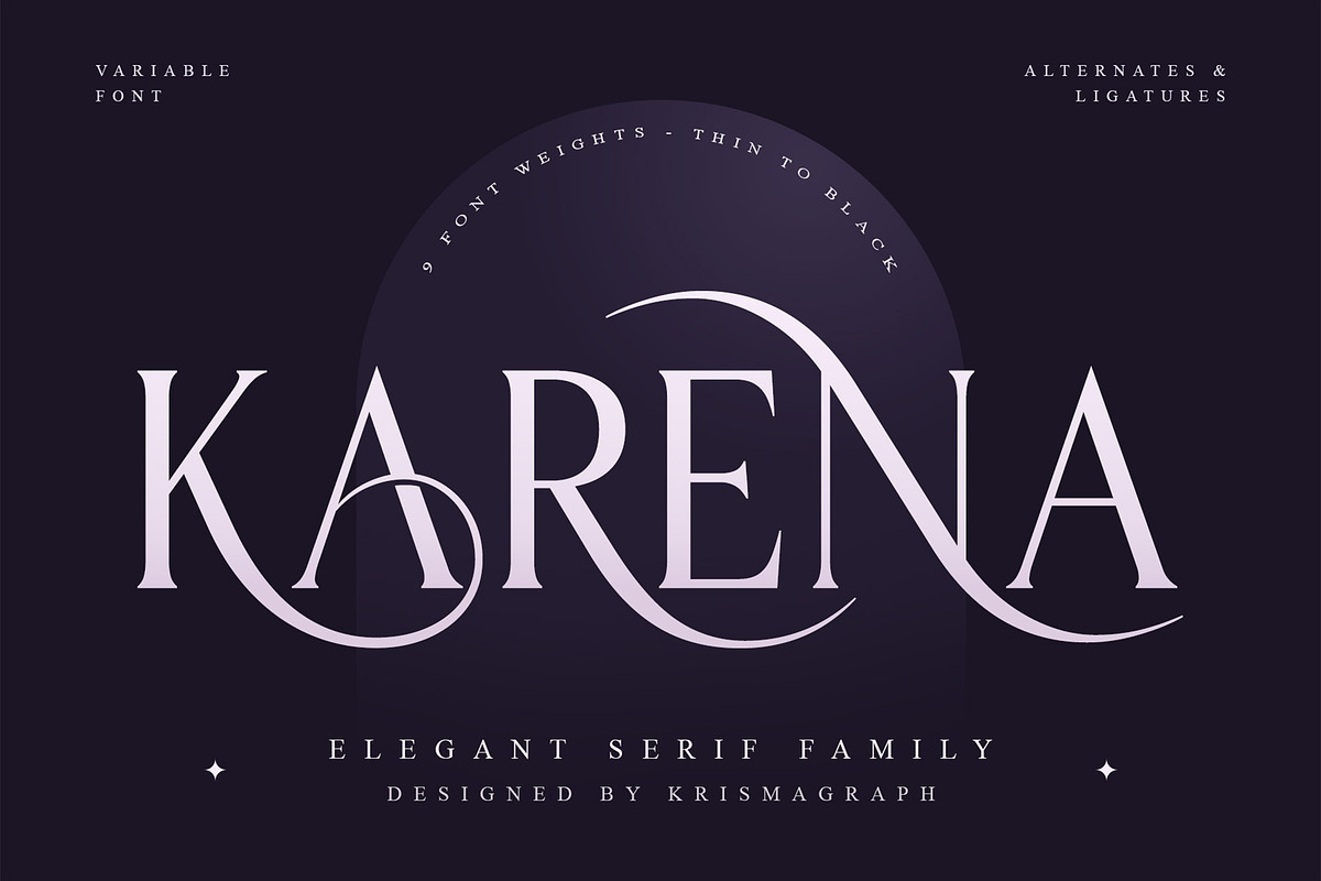 Karena – Elegant Serif Font Family, a Serif Font by Krismagraph (Photo 1 of 13)