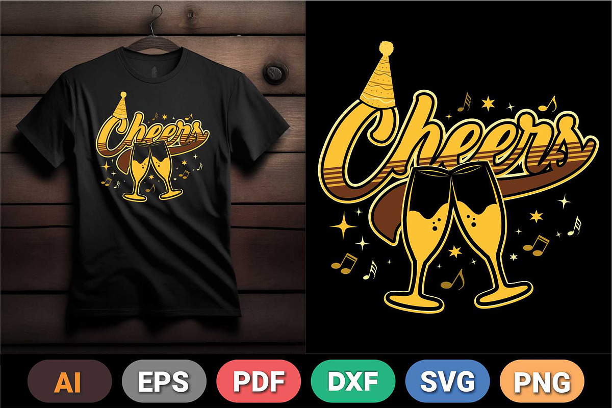 Cheers Digital T-Shirt Design, a Graphic by Vector Portal (Photo 1 of 6)