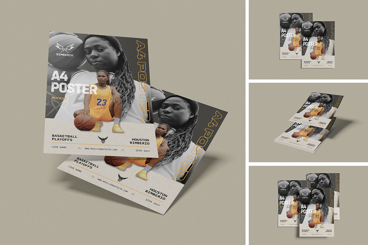 A4 Poster Mockup, a Books & Magazine Mockup by HanaSaka_Studio (Photo 1 of 5)