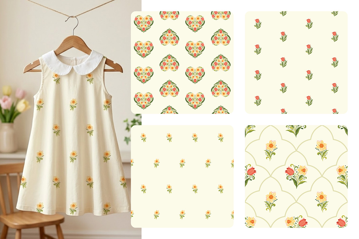Spring Floral Seamless Patterns, a Pattern Graphic by moja doodle (Photo 3 of 7)