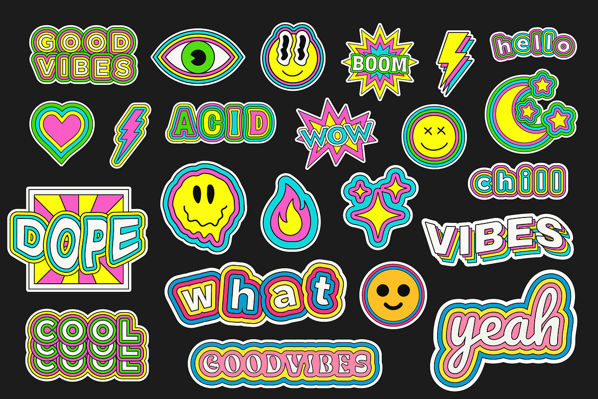 COOL POP ART VECTOR STICKERS SET, a Decorative Illustration by craftlove (Photo 3 of 4)