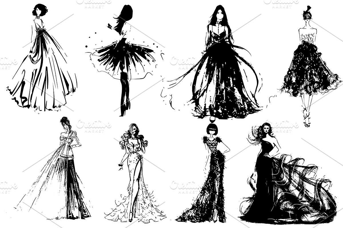 50 beautiful girls in evening dresse, a Decorative Illustration by AnastasiyaOleynik (Photo 2 of 7)