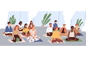 Meditation group retreat, an Education Illustration by Good Studio