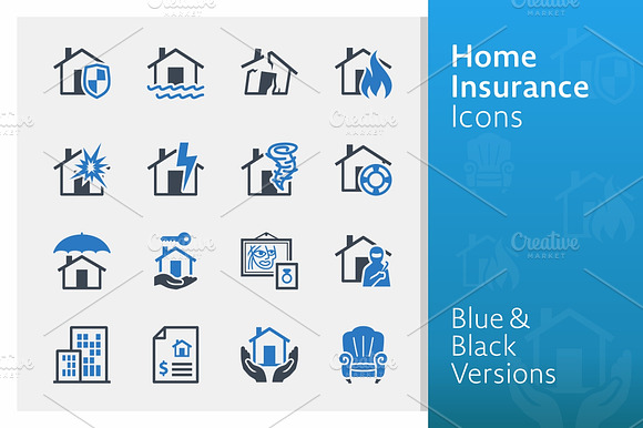 Home Insurance Icons Blue Series