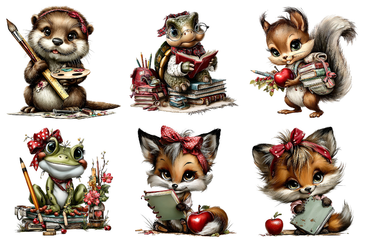 Back to School Animals Clipart, an Animal Illustration by DreamArtGraphic (Photo 2 of 3)