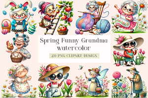 Spring Funny Grandma Clipart, a Seasonal Illustration by DreamArtGraphic