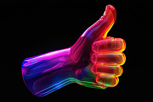 Colorful transparent thumb up gesture, a Photo by AlyaAnd