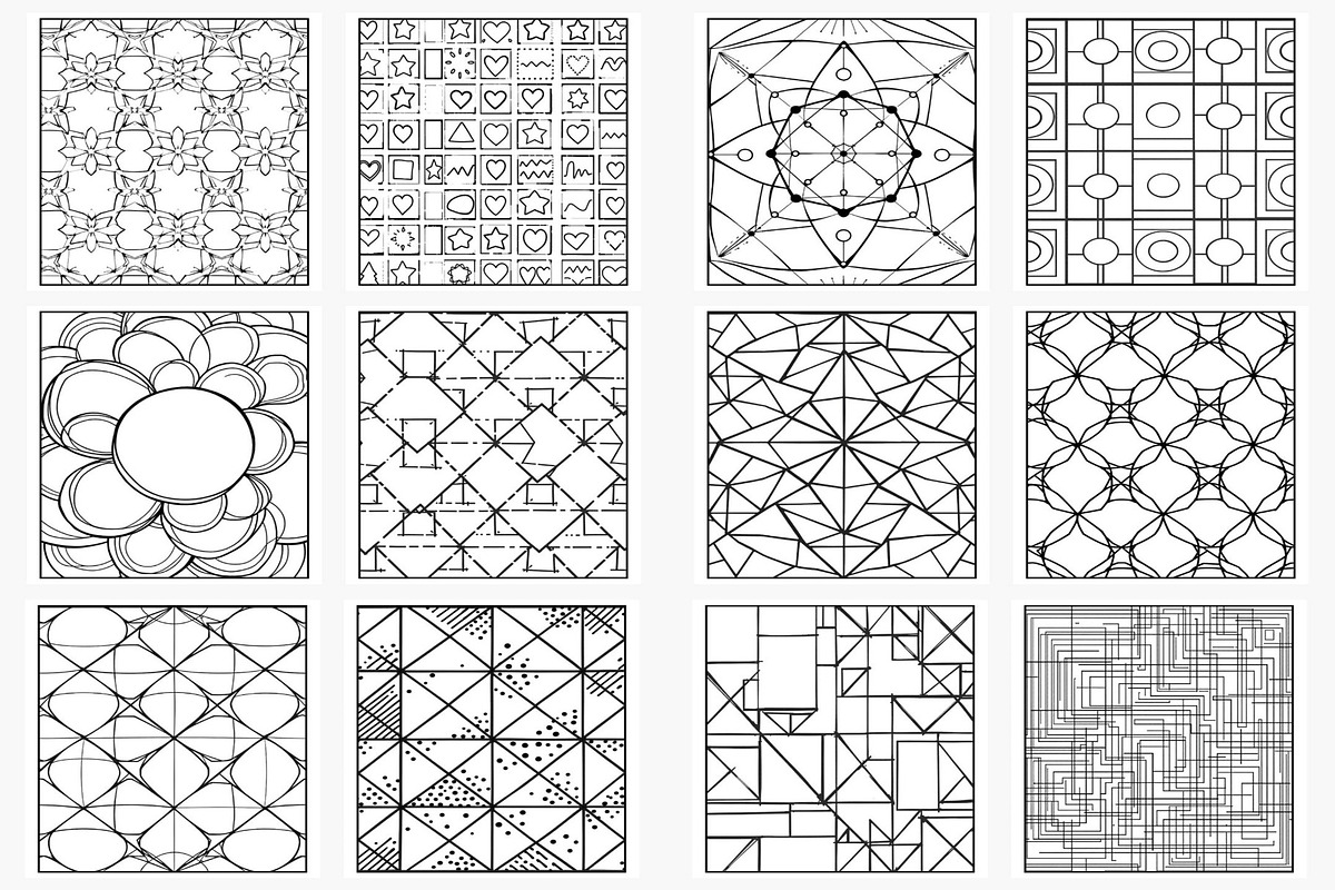Geometric Pattern Coloring Pages, a Print Template by Made By Ahmed (Photo 2 of 4)