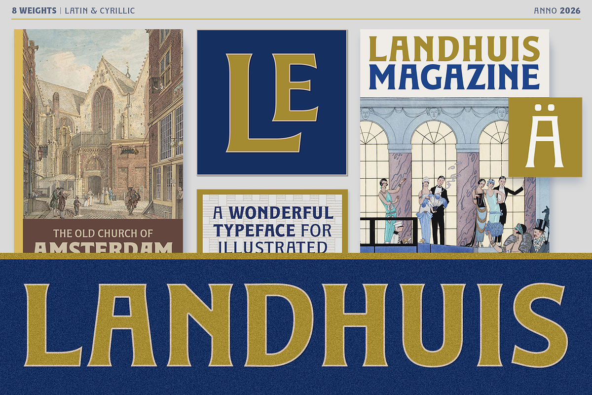 LANDHUIS - 8 Fonts, a Serif Font by Nasir Udin (Photo 1 of 15)