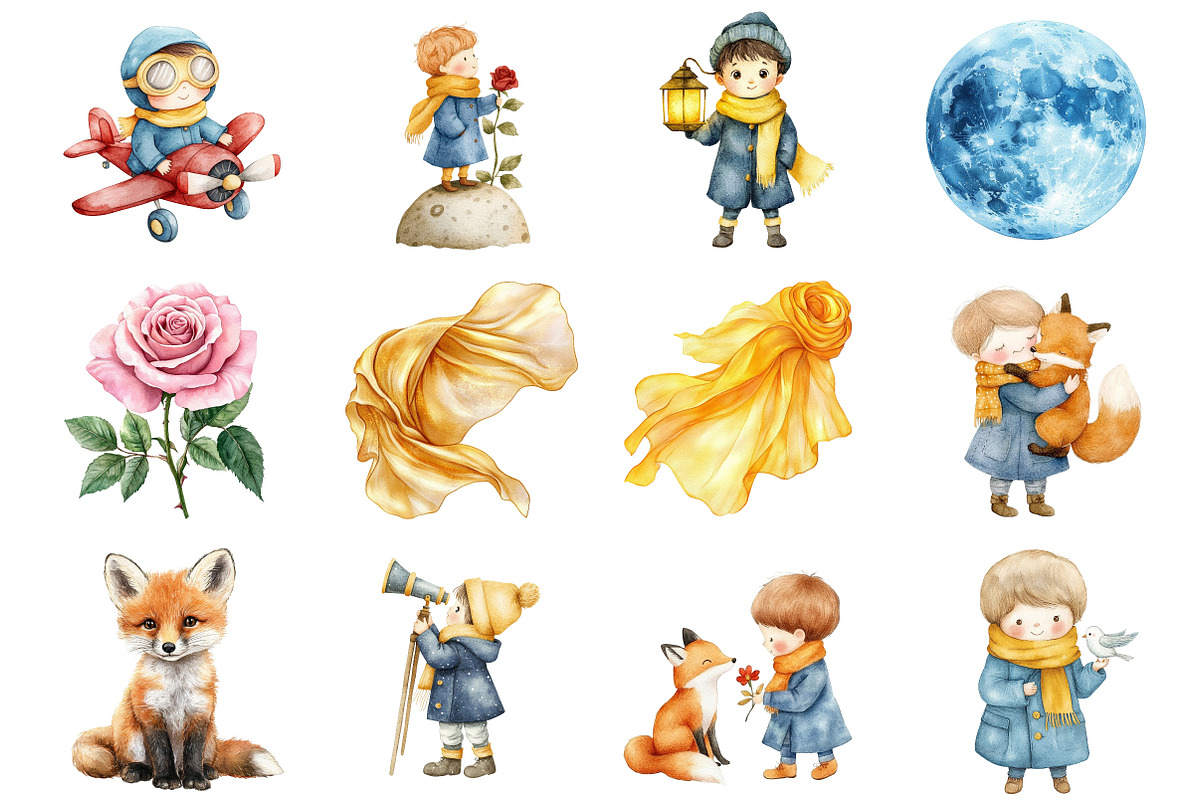 Little Prince Watercolor Clipart, a Seasonal Illustration by CitraGraphics (Photo 2 of 6)