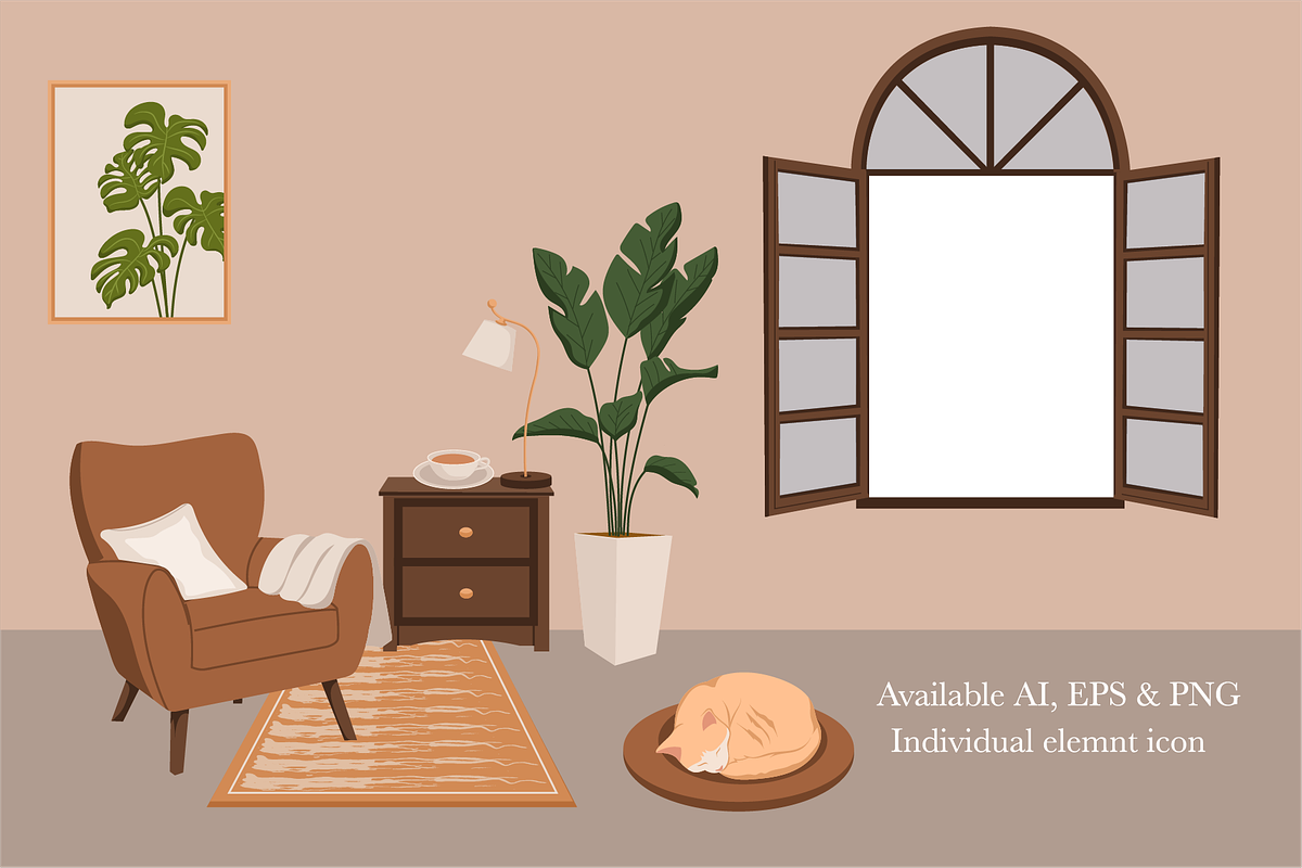 Cozy Home & Living Hand Drawn Bundle, an Object Graphic by Artnivora.Std (Photo 1 of 4)