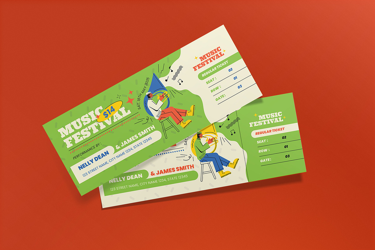 Ticket Music Festival, a Card Template by graphicook (Photo 2 of 3)