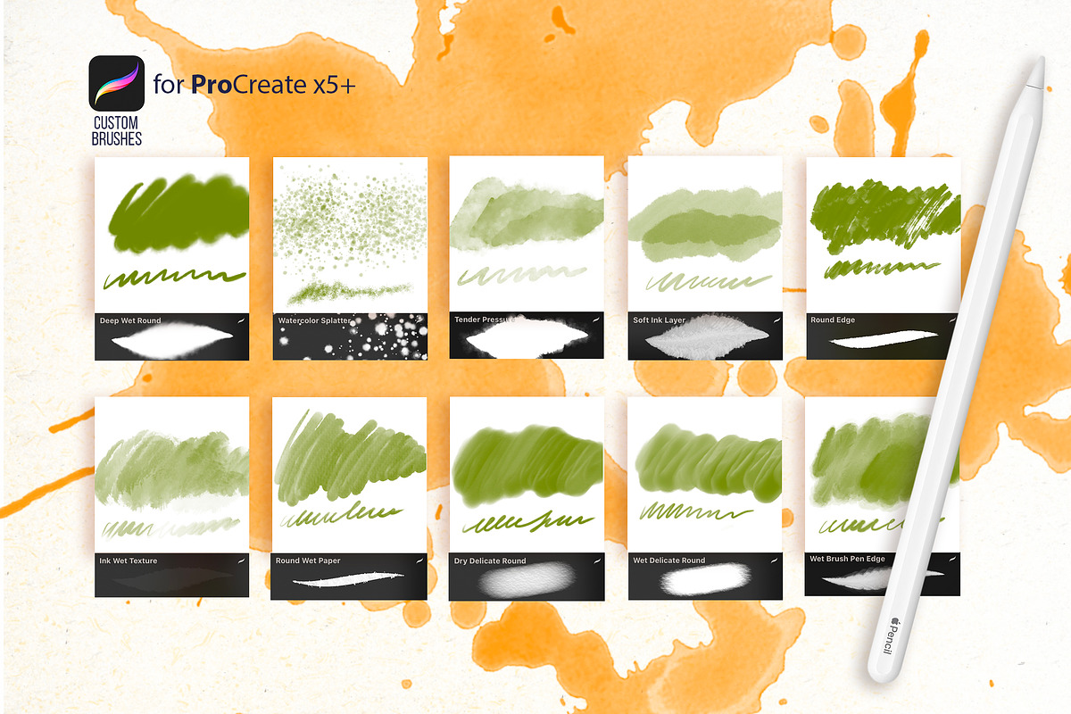 WATERCOLOR BRUSHES for PROCREATE, a Brush Add-On by AlexandraArt