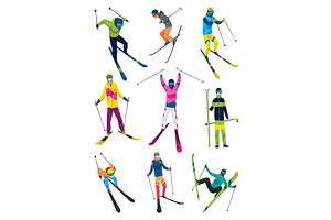 Skier, icon set. Sportsman, a Sport Illustration by Things for designers