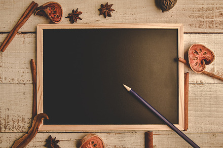 School empty wooden blackboard on wooden floor with pencil and d, a School & Education Photo by Ministocker
