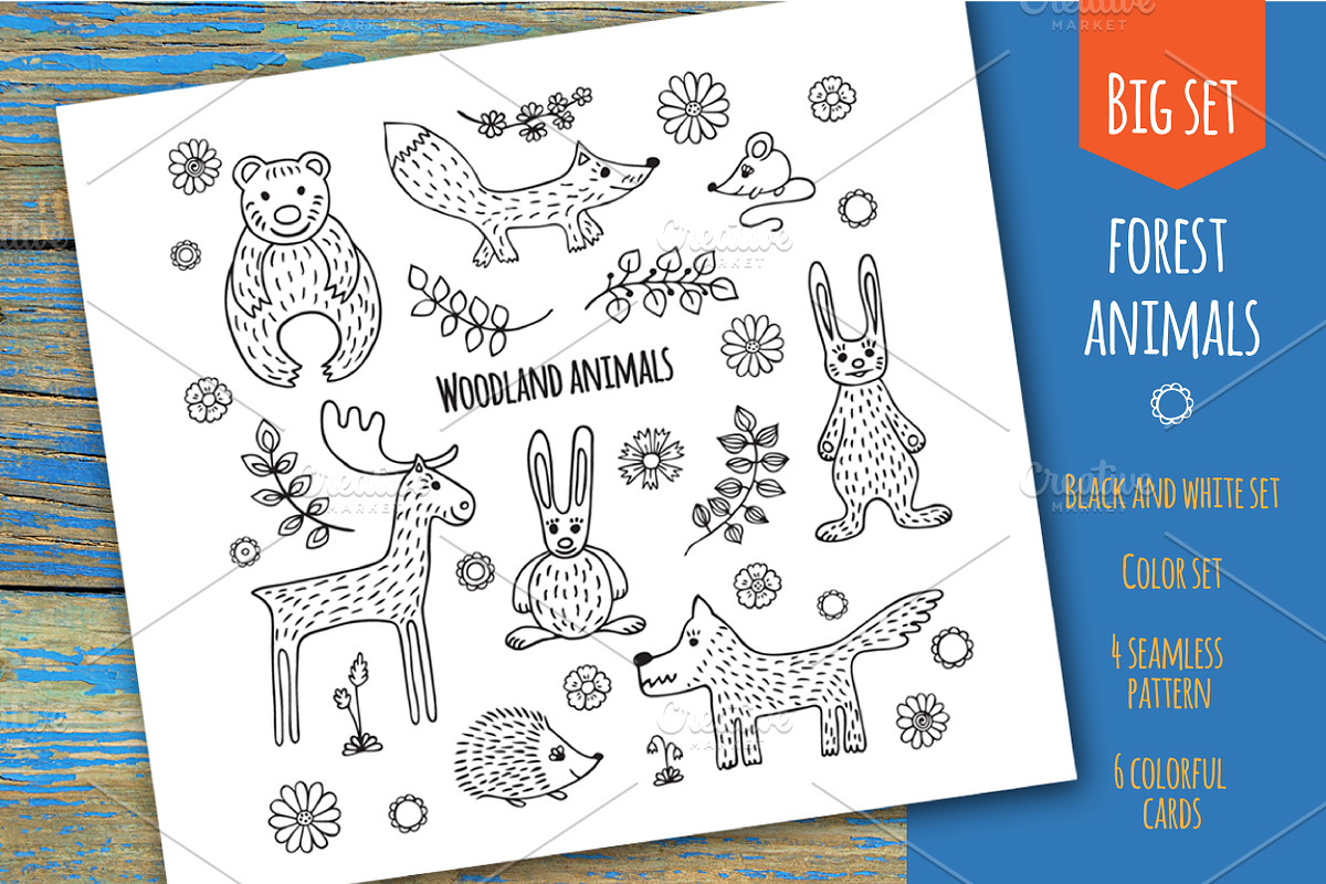 Forest animals hand-drawn, an Animal Illustration by EvgeniaV (Photo 2 of 4)