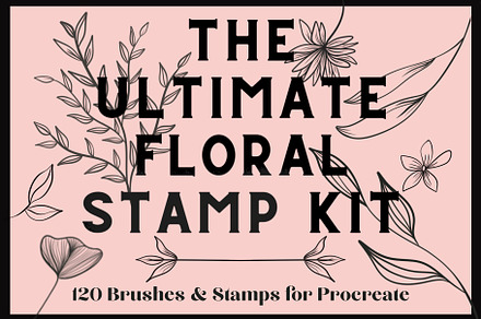 Procreate Floral Stamp Kit, a Brush Add-On by KJP Designs