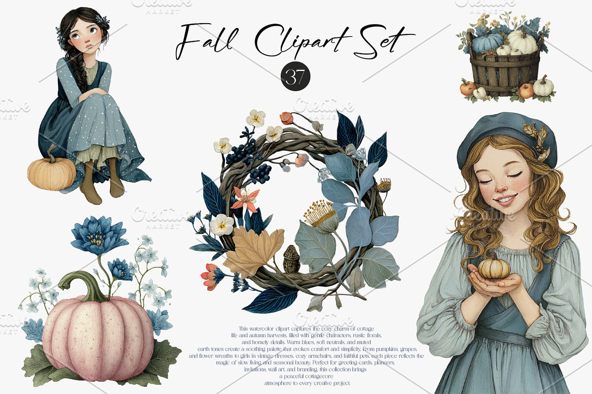 Watercolor Autumn Clipart Fall Set, an Illustration by CreationArt (Photo 2 of 7)