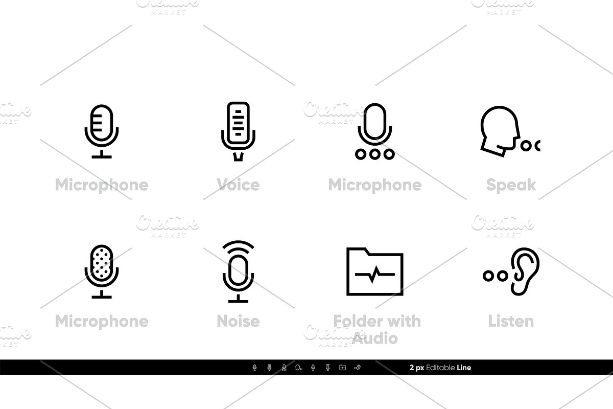 Retro Microphone for Studio icons, an Object Illustration by theungsys