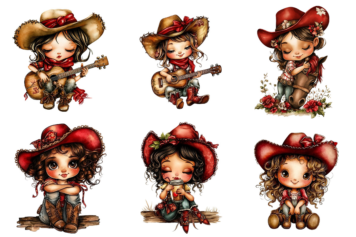 Whimsical Western Cowgirl Clipart, a Seasonal Illustration by CitraGraphics (Photo 4 of 6)