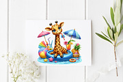 Funny Giraffe in Pool Party Clipart, a Graphic by CitraGraphics (Thumbnail 2 of 6)