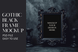BLACK VINTAGE FRAME Mockup, a Mockup by AYAKA Studio Co.