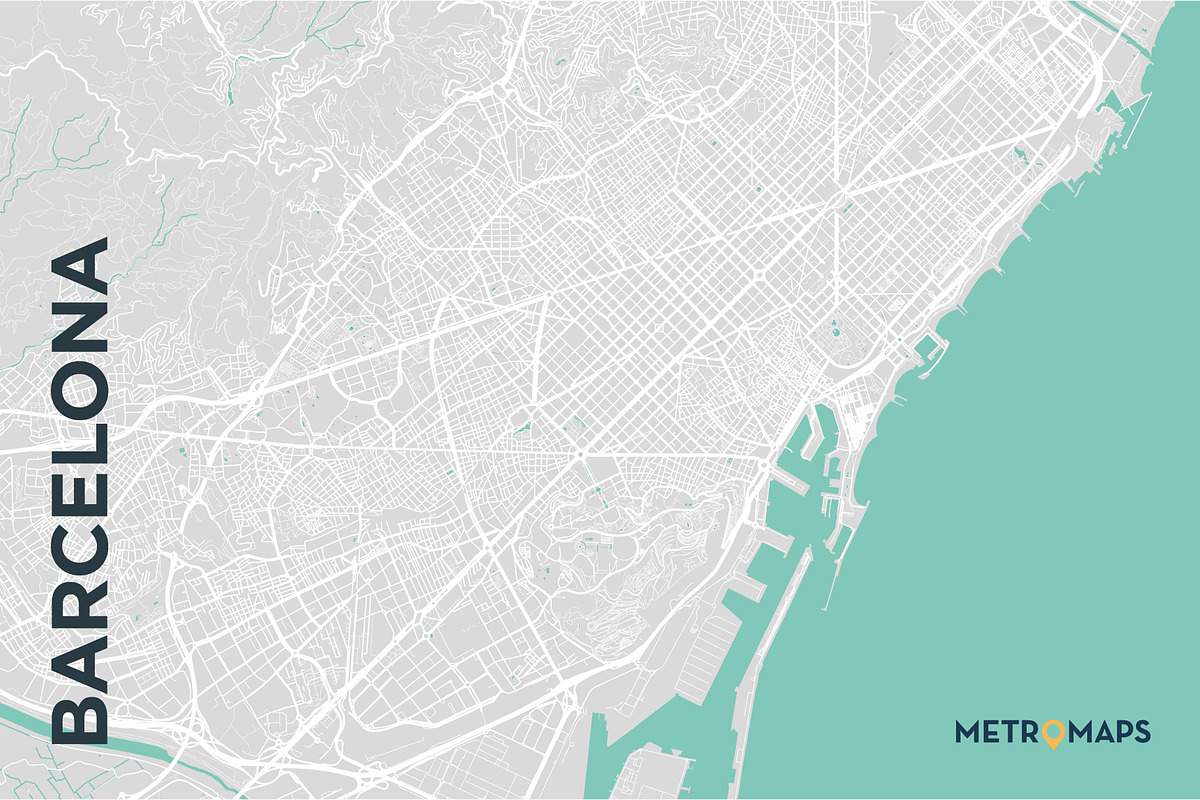 MAP SET - Pale / Turquoise - 15 Maps, a Graphic by MetroMaps (Photo 2 of 16)