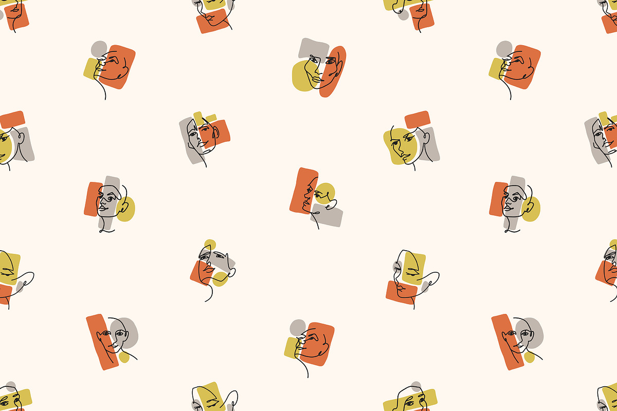 Abstract line faces seamless pattern, a Pattern Graphic by PaperTrident (Photo 7 of 11)